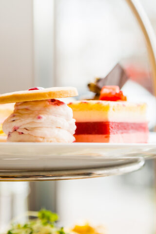 English afternoon tea desserts with beautiful breakfast snacks