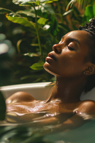 woman relaxing in the bath